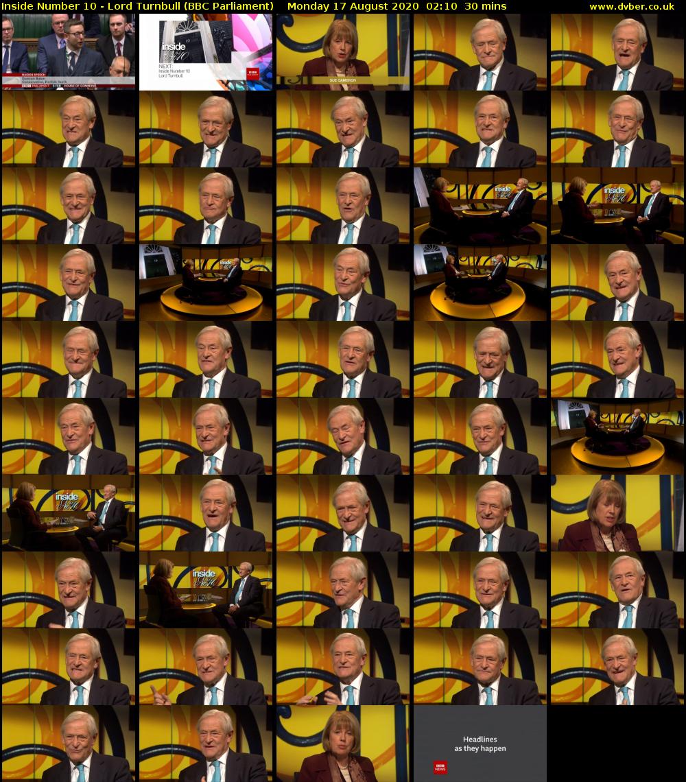 Inside Number 10 - Lord Turnbull (BBC Parliament) Monday 17 August 2020 02:10 - 02:40