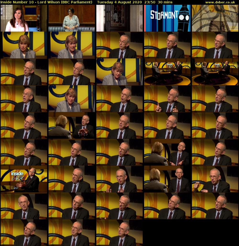 Inside Number 10 - Lord Wilson (BBC Parliament) Tuesday 4 August 2020 23:50 - 00:20