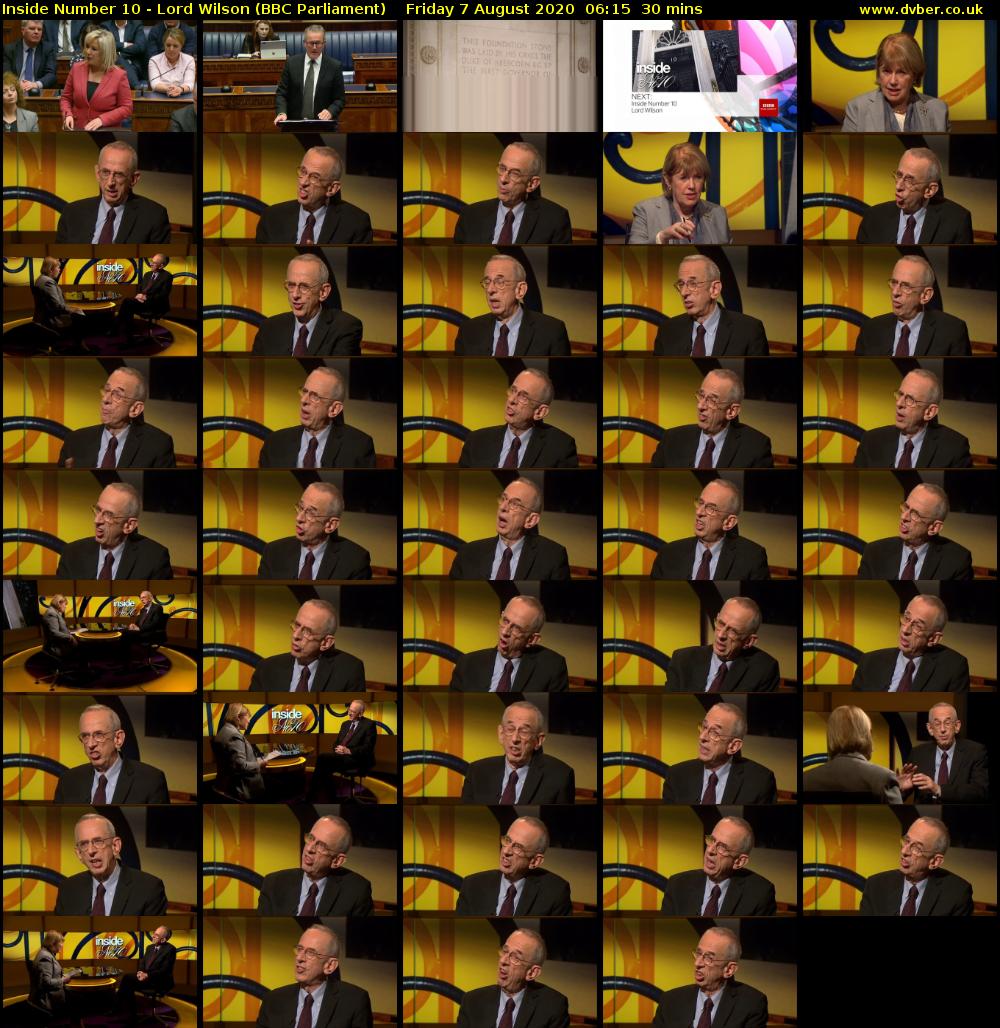 Inside Number 10 - Lord Wilson (BBC Parliament) Friday 7 August 2020 06:15 - 06:45