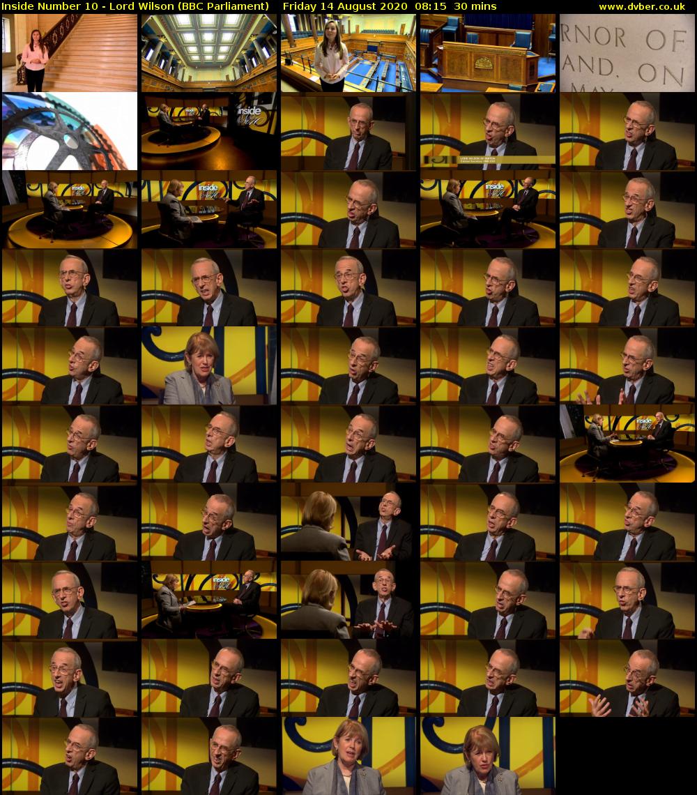 Inside Number 10 - Lord Wilson (BBC Parliament) Friday 14 August 2020 08:15 - 08:45