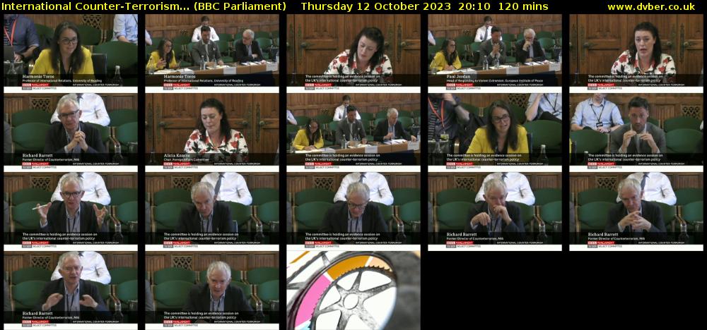 International Counter-Terrorism... (BBC Parliament) Thursday 12 October 2023 20:10 - 22:10