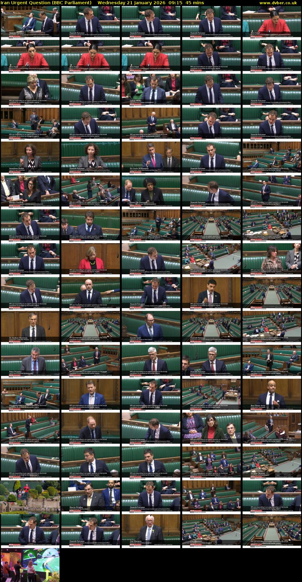 Iran Urgent Question (BBC Parliament) Wednesday 21 January 2026 09:15 - 10:00