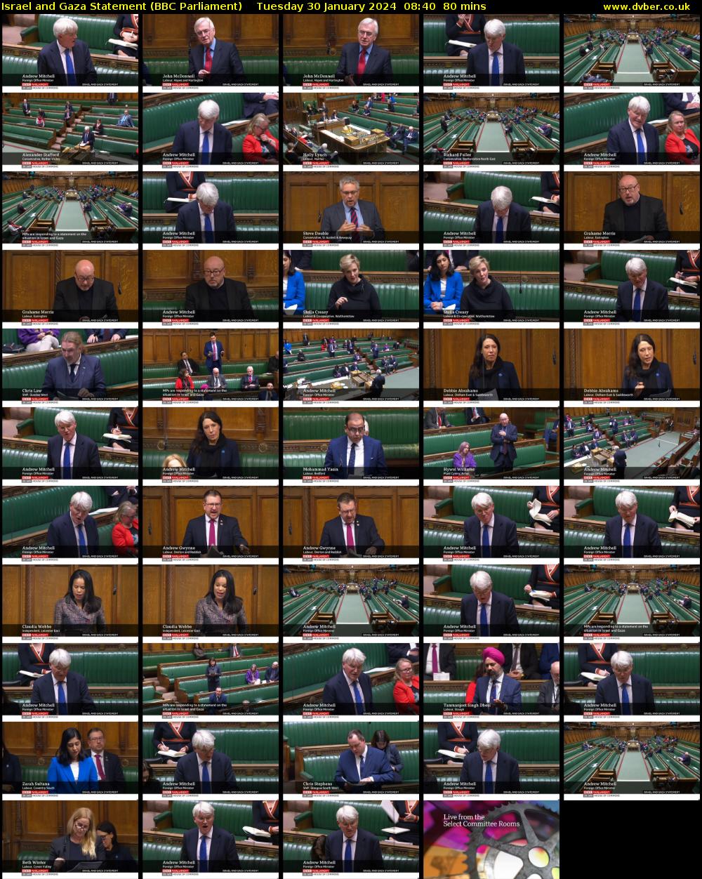 Israel and Gaza Statement (BBC Parliament) Tuesday 30 January 2024 08:40 - 10:00