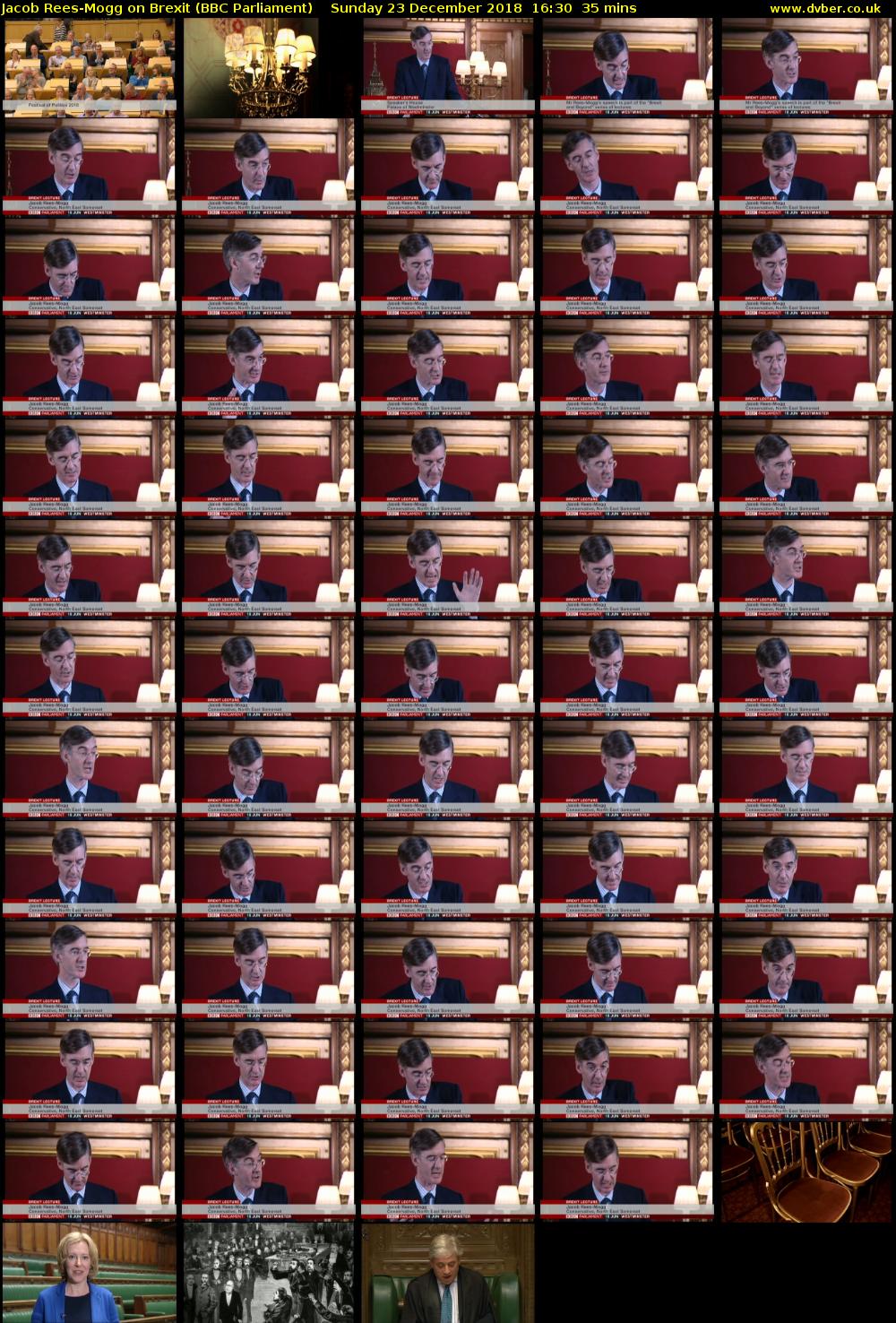 Jacob Rees-Mogg on Brexit (BBC Parliament) Sunday 23 December 2018 16:30 - 17:05