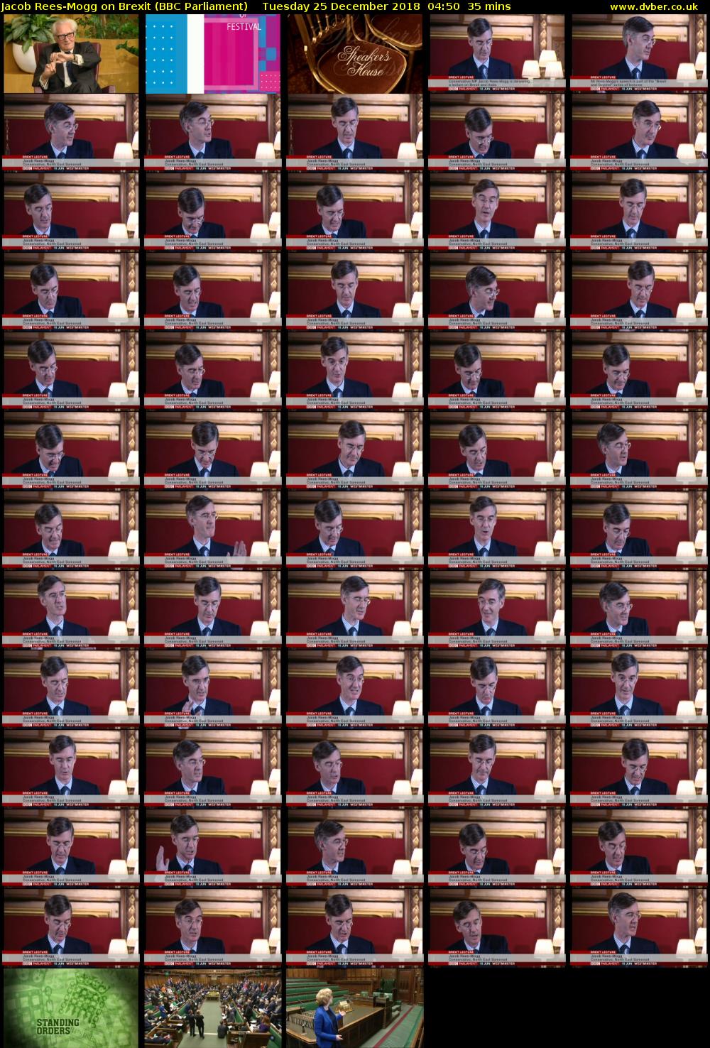 Jacob Rees-Mogg on Brexit (BBC Parliament) Tuesday 25 December 2018 04:50 - 05:25