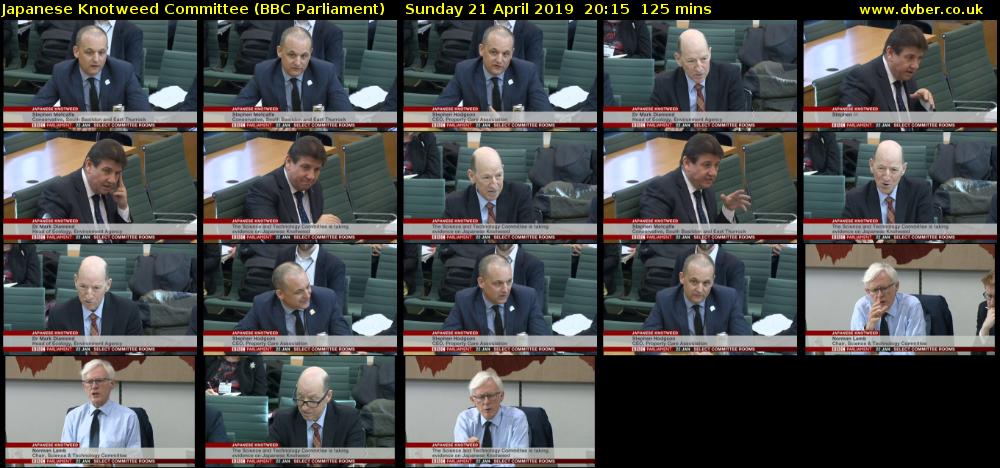 Japanese Knotweed Committee (BBC Parliament) Sunday 21 April 2019 20:15 - 22:20