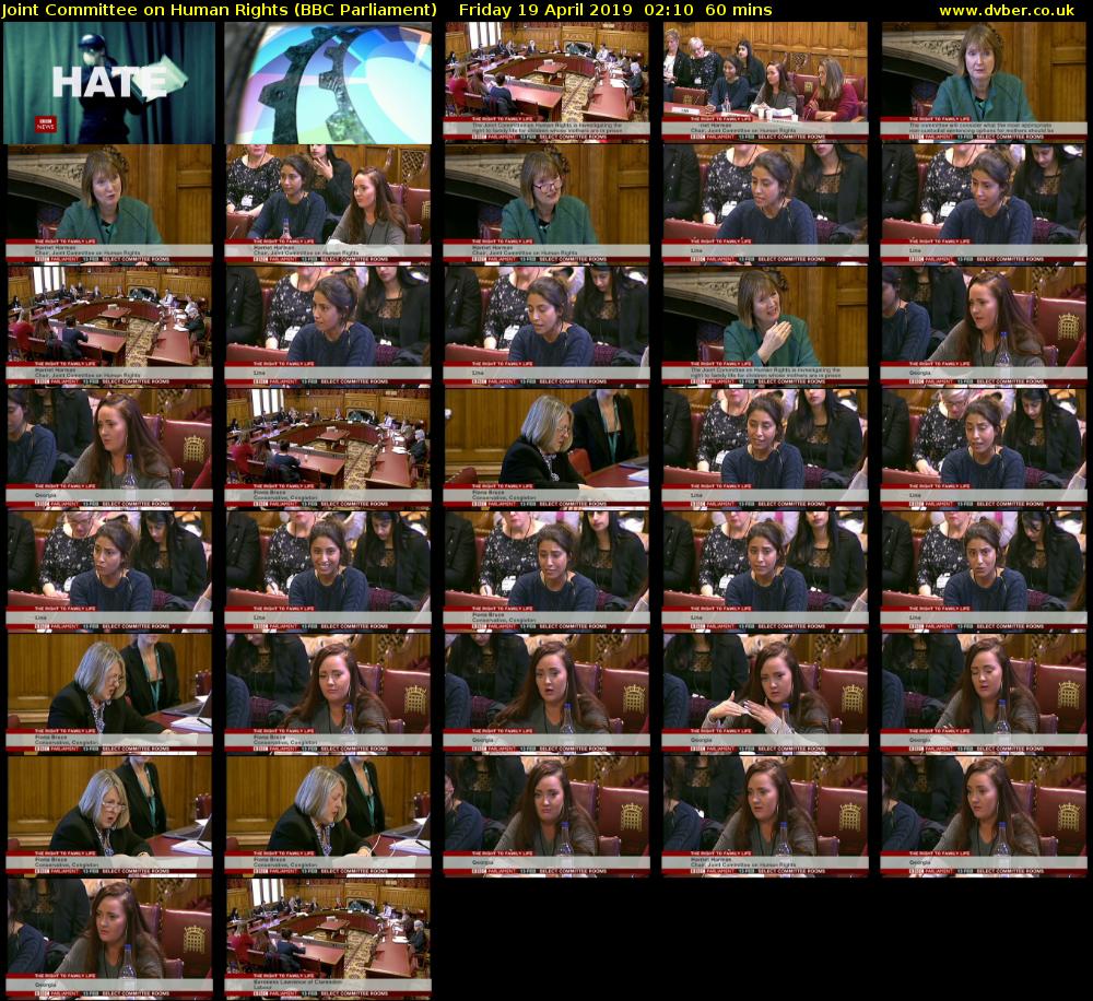 Joint Committee on Human Rights (BBC Parliament) Friday 19 April 2019 02:10 - 03:10