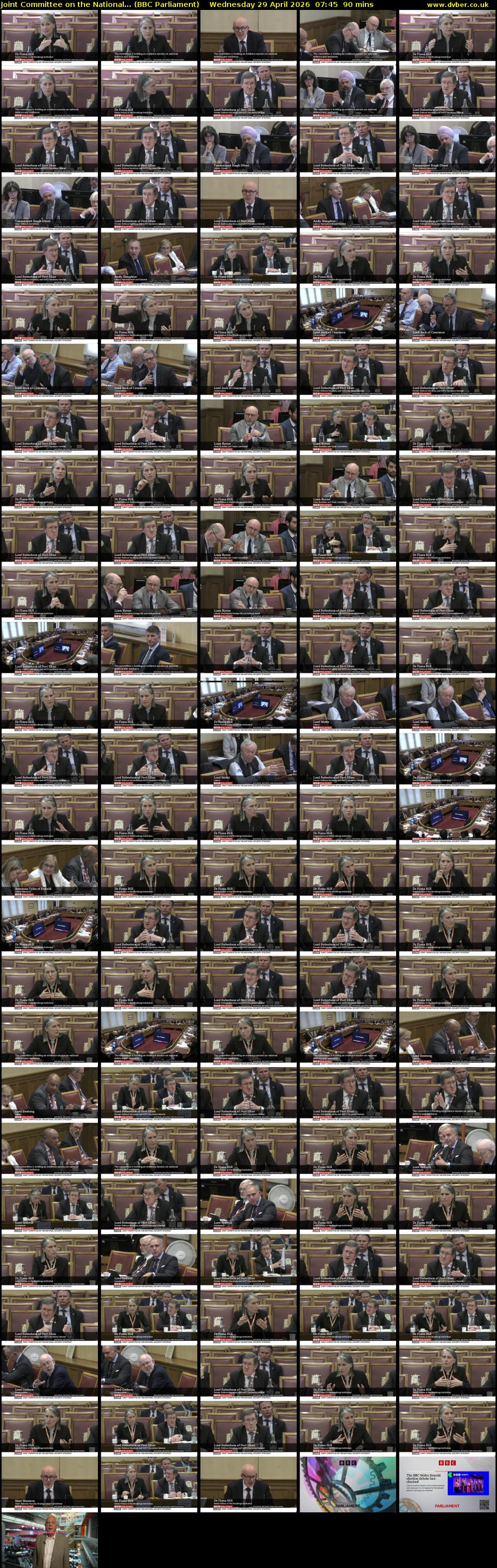 Joint Committee on the National... (BBC Parliament) Wednesday 29 April 2026 07:45 - 09:15