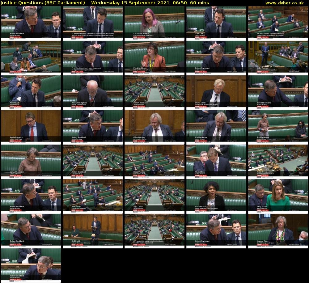 Justice Questions (BBC Parliament) Wednesday 15 September 2021 06:50 - 07:50
