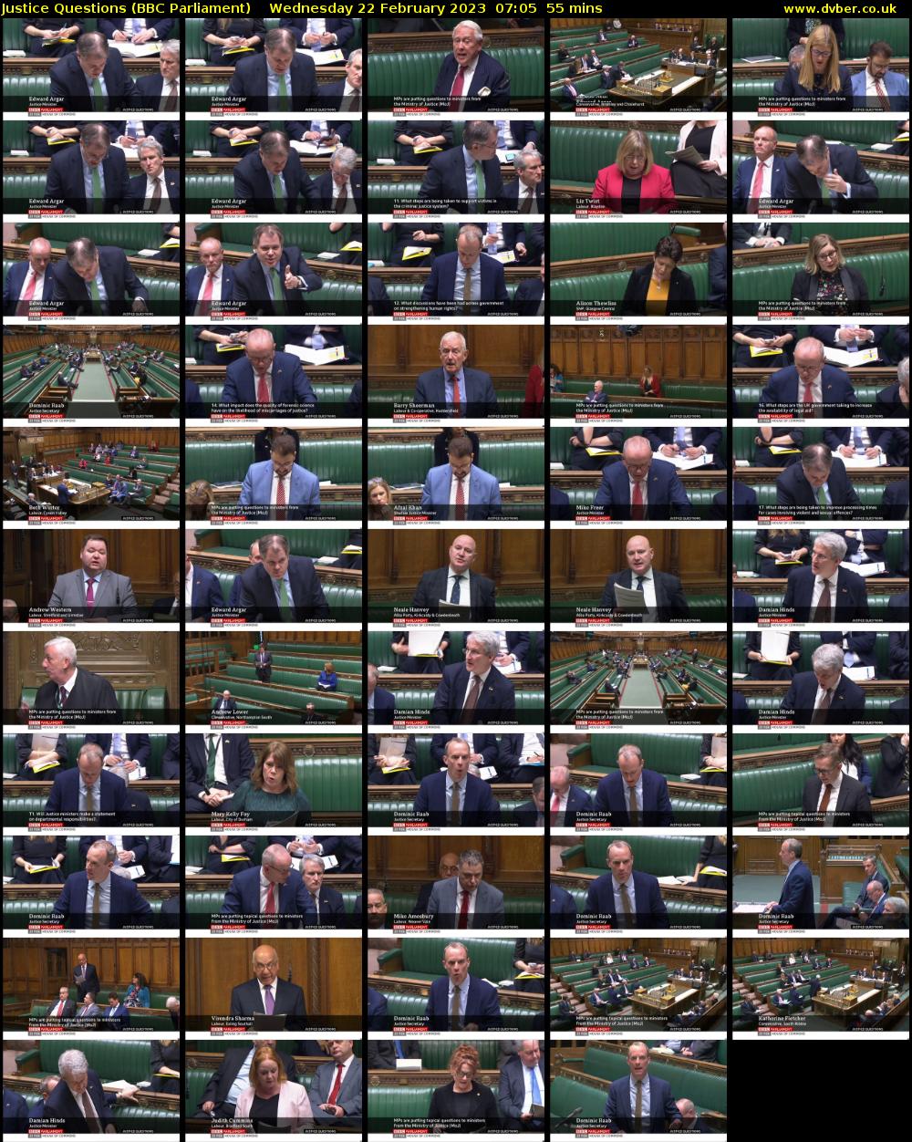 Justice Questions (BBC Parliament) Wednesday 22 February 2023 07:05 - 08:00