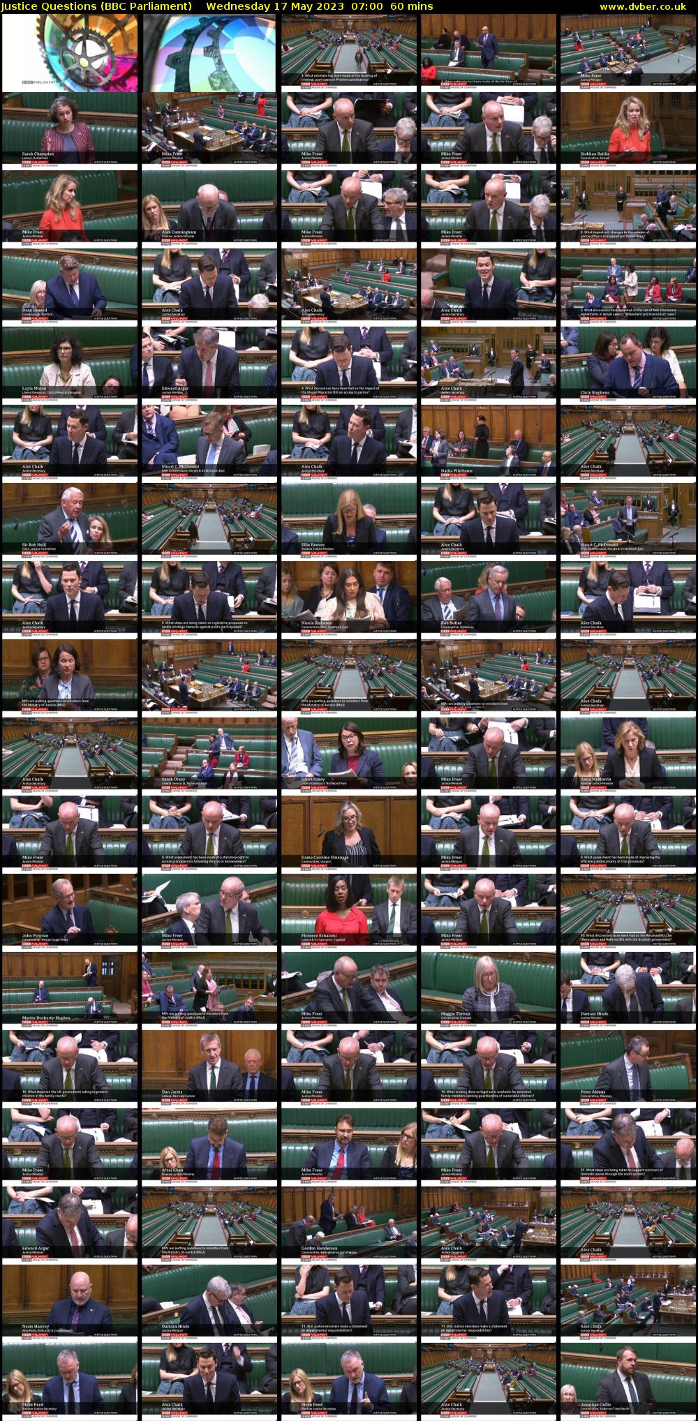 Justice Questions (BBC Parliament) Wednesday 17 May 2023 07:00 - 08:00
