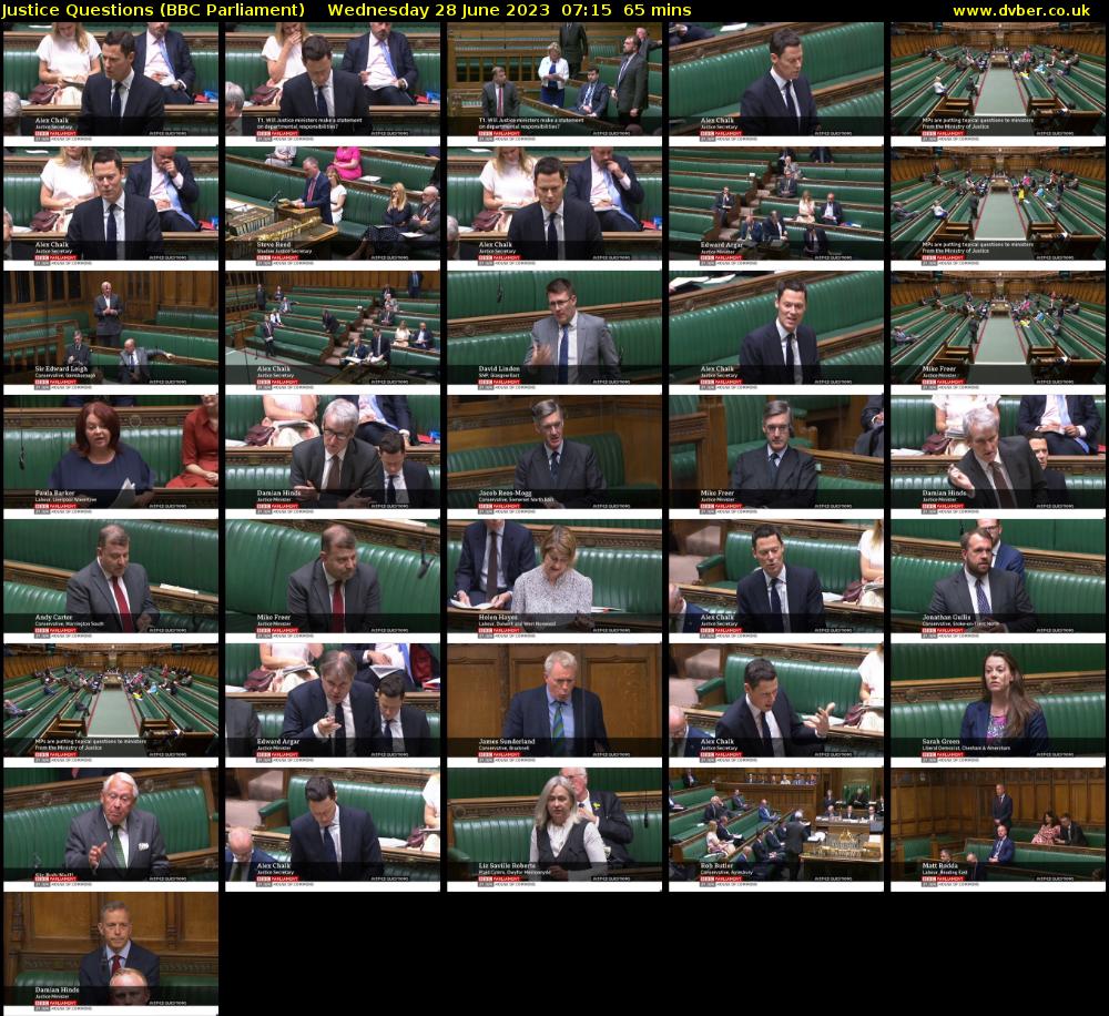 Justice Questions (BBC Parliament) Wednesday 28 June 2023 07:15 - 08:20