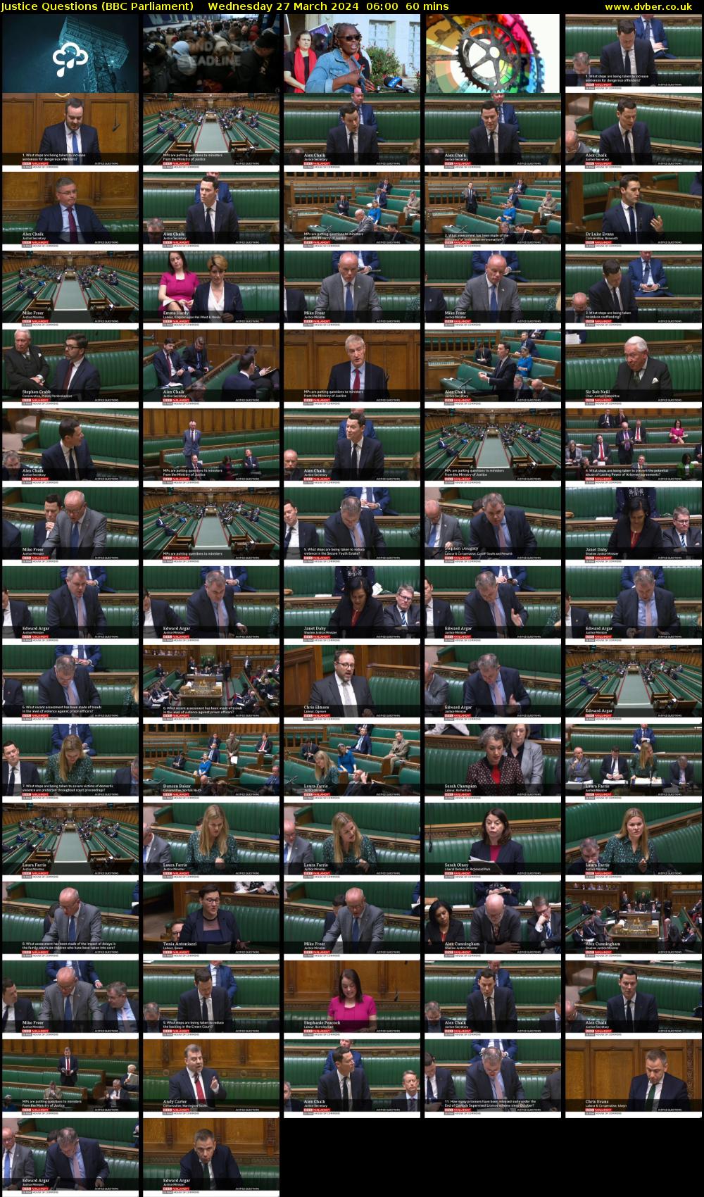 Justice Questions (BBC Parliament) Wednesday 27 March 2024 06:00 - 07:00