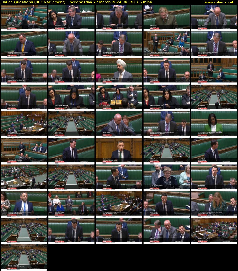 Justice Questions (BBC Parliament) Wednesday 27 March 2024 06:20 - 07:25