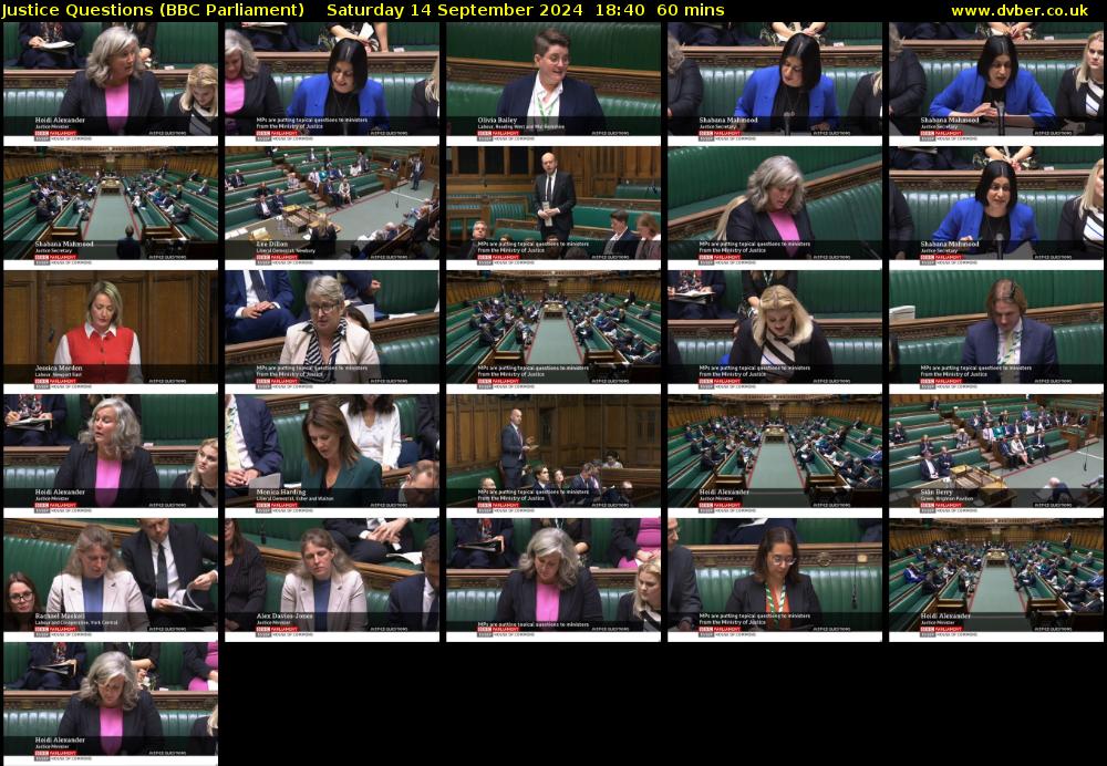 Justice Questions (BBC Parliament) Saturday 14 September 2024 18:40 - 19:40