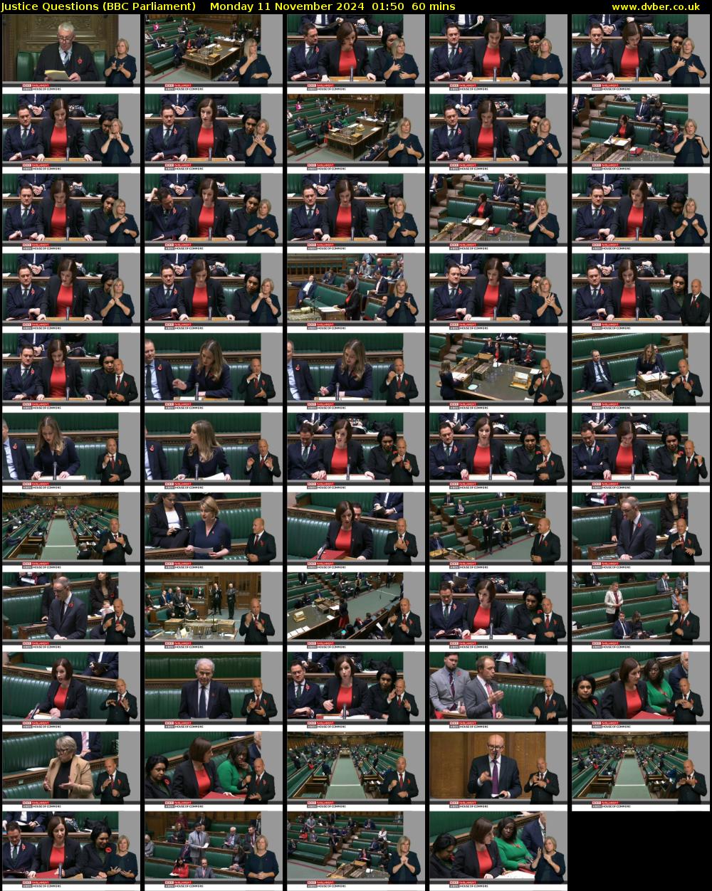 Justice Questions (BBC Parliament) Monday 11 November 2024 01:50 - 02:50