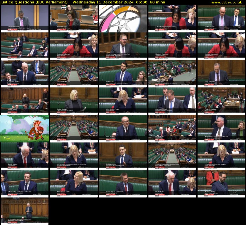 Justice Questions (BBC Parliament) Wednesday 11 December 2024 06:00 - 07:00