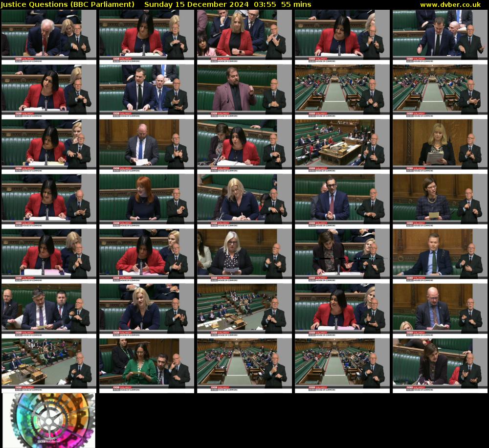 Justice Questions (BBC Parliament) Sunday 15 December 2024 03:55 - 04:50