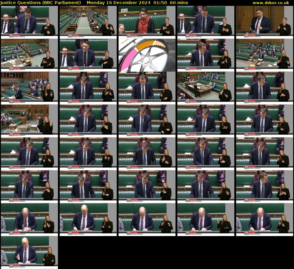 Justice Questions (BBC Parliament) Monday 16 December 2024 01:50 - 02:50