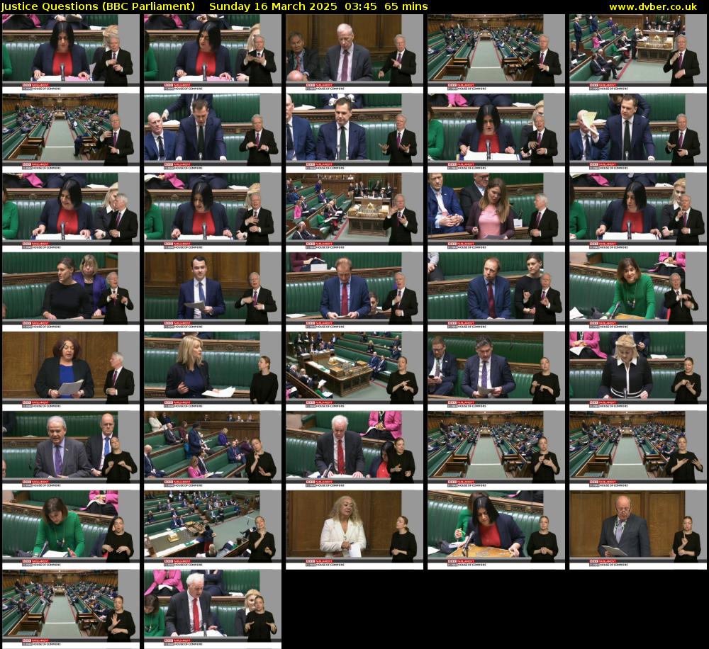 Justice Questions (BBC Parliament) Sunday 16 March 2025 03:45 - 04:50