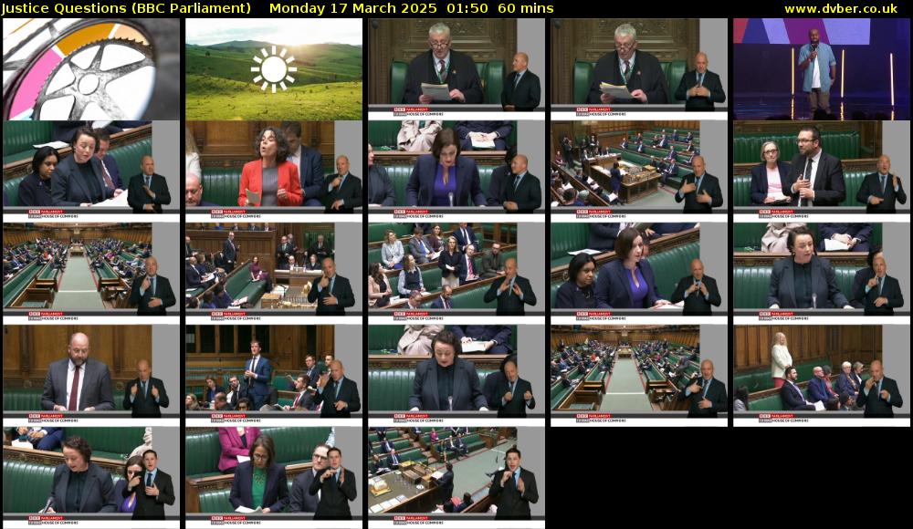 Justice Questions (BBC Parliament) Monday 17 March 2025 01:50 - 02:50