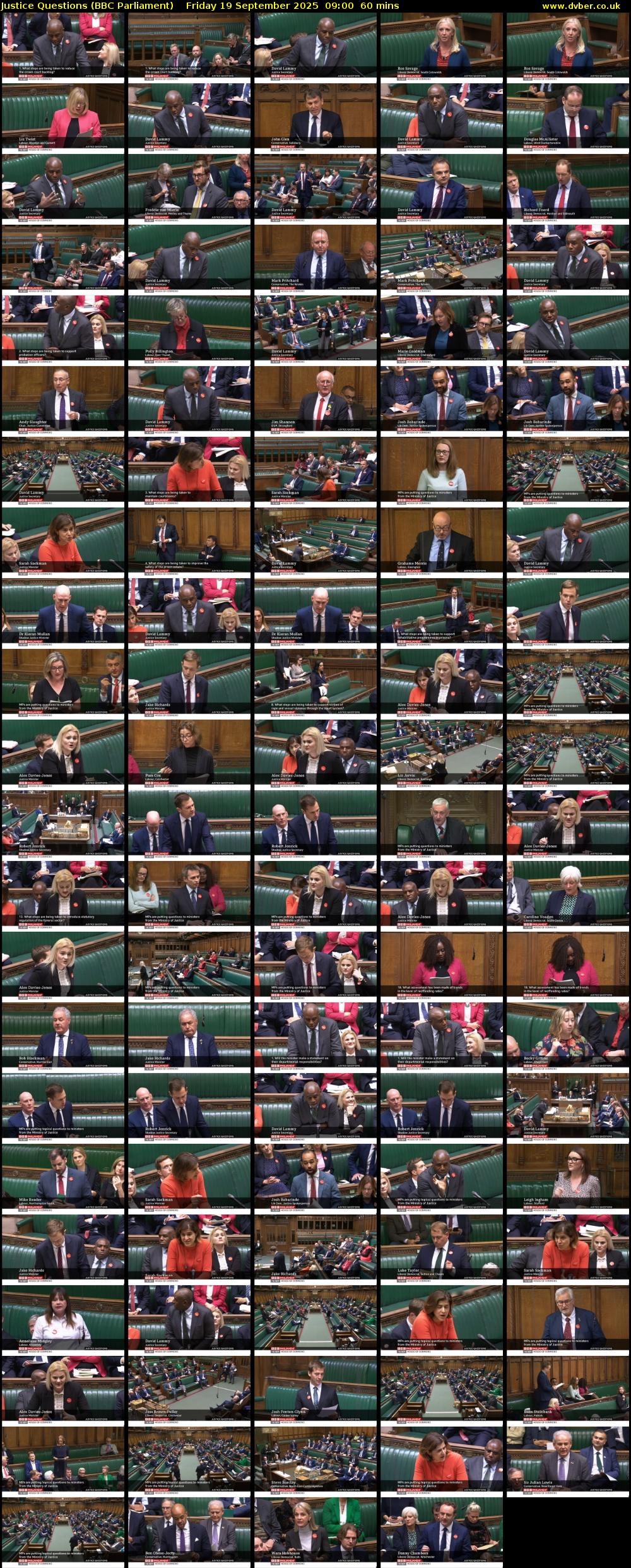 Justice Questions (BBC Parliament) Friday 19 September 2025 09:00 - 10:00