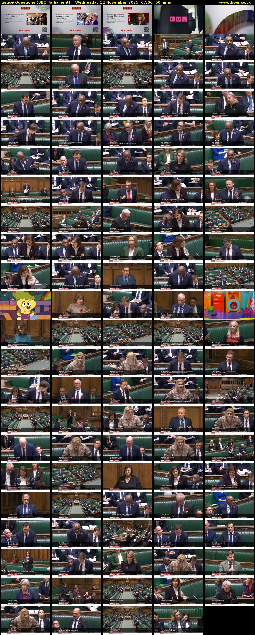 Justice Questions (BBC Parliament) Wednesday 12 November 2025 07:00 - 08:00