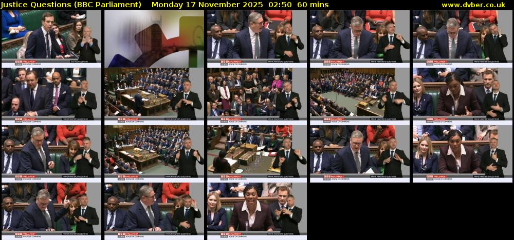 Justice Questions (BBC Parliament) Monday 17 November 2025 02:50 - 03:50
