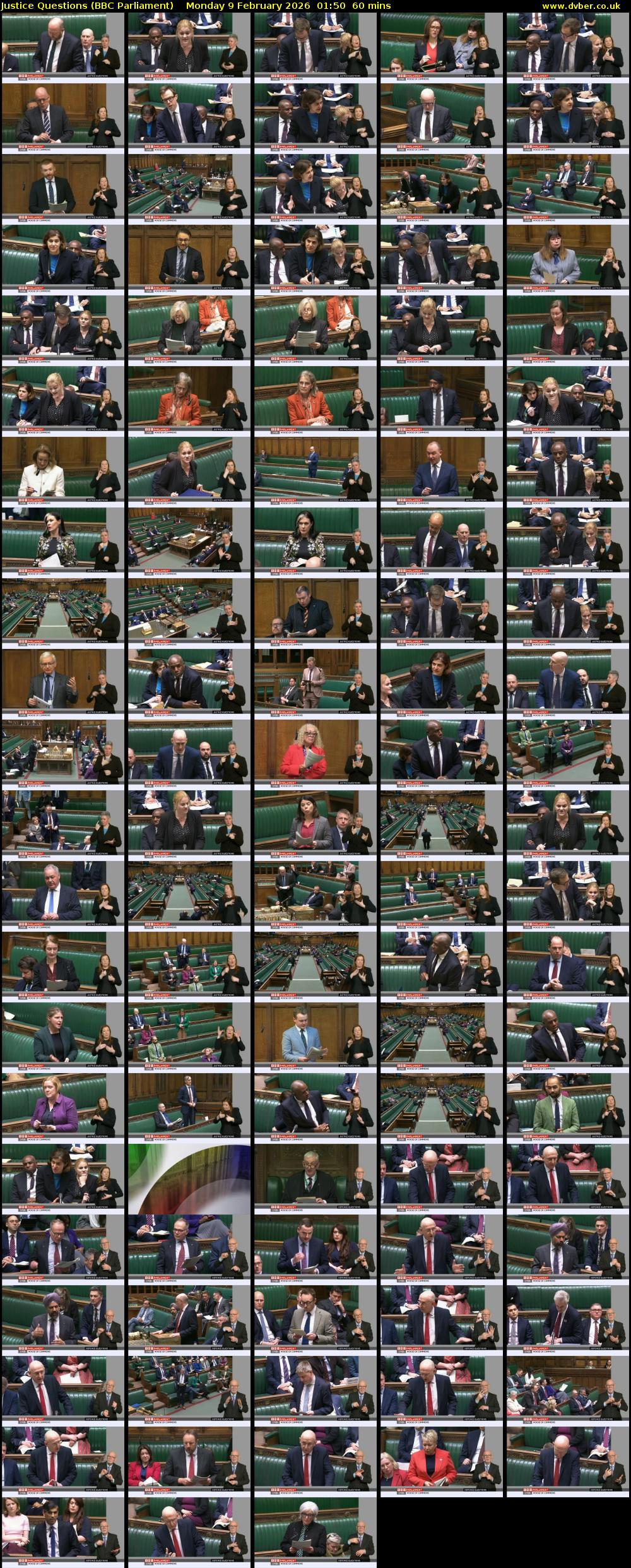 Justice Questions (BBC Parliament) Monday 9 February 2026 01:50 - 02:50