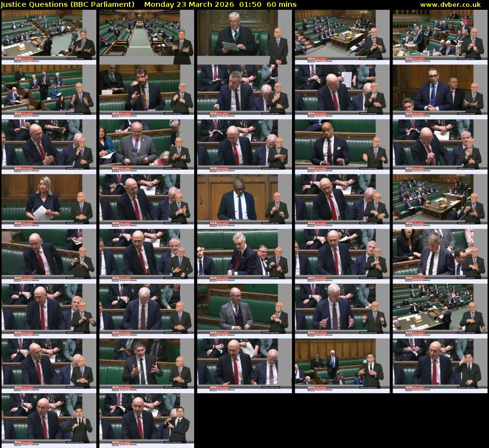 Justice Questions (BBC Parliament) Monday 23 March 2026 01:50 - 02:50