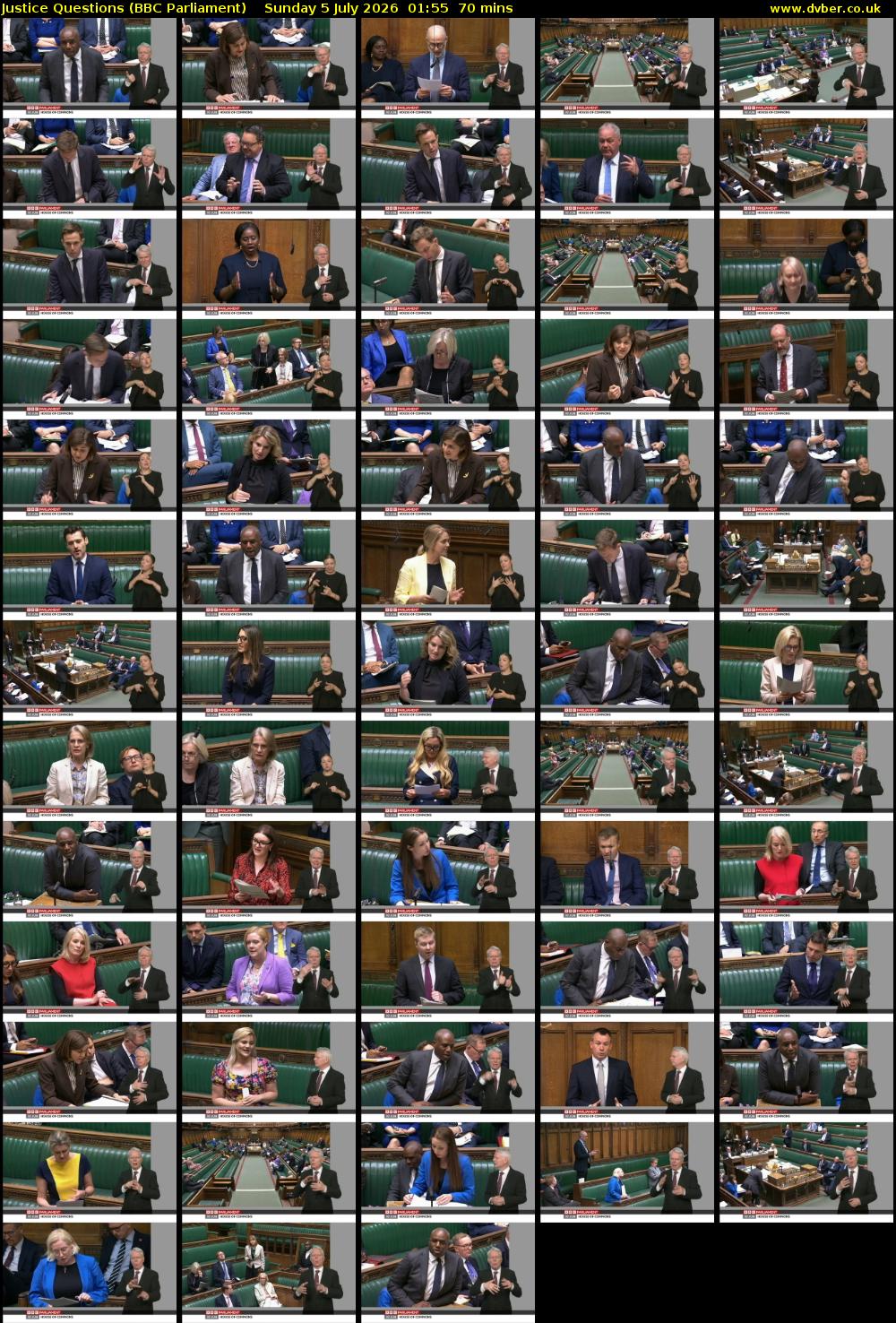 Justice Questions (BBC Parliament) Sunday 5 July 2026 01:55 - 03:05