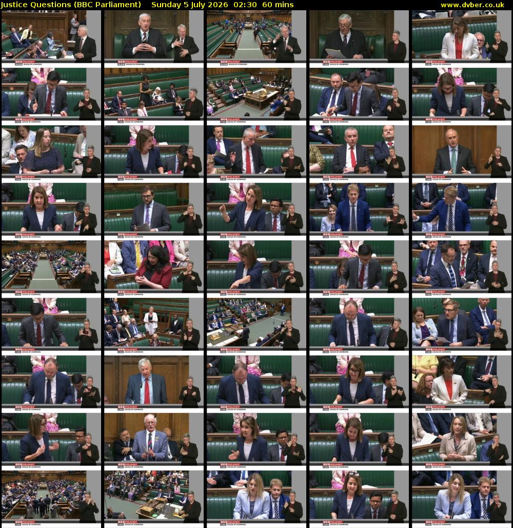 Justice Questions (BBC Parliament) Sunday 5 July 2026 02:30 - 03:30