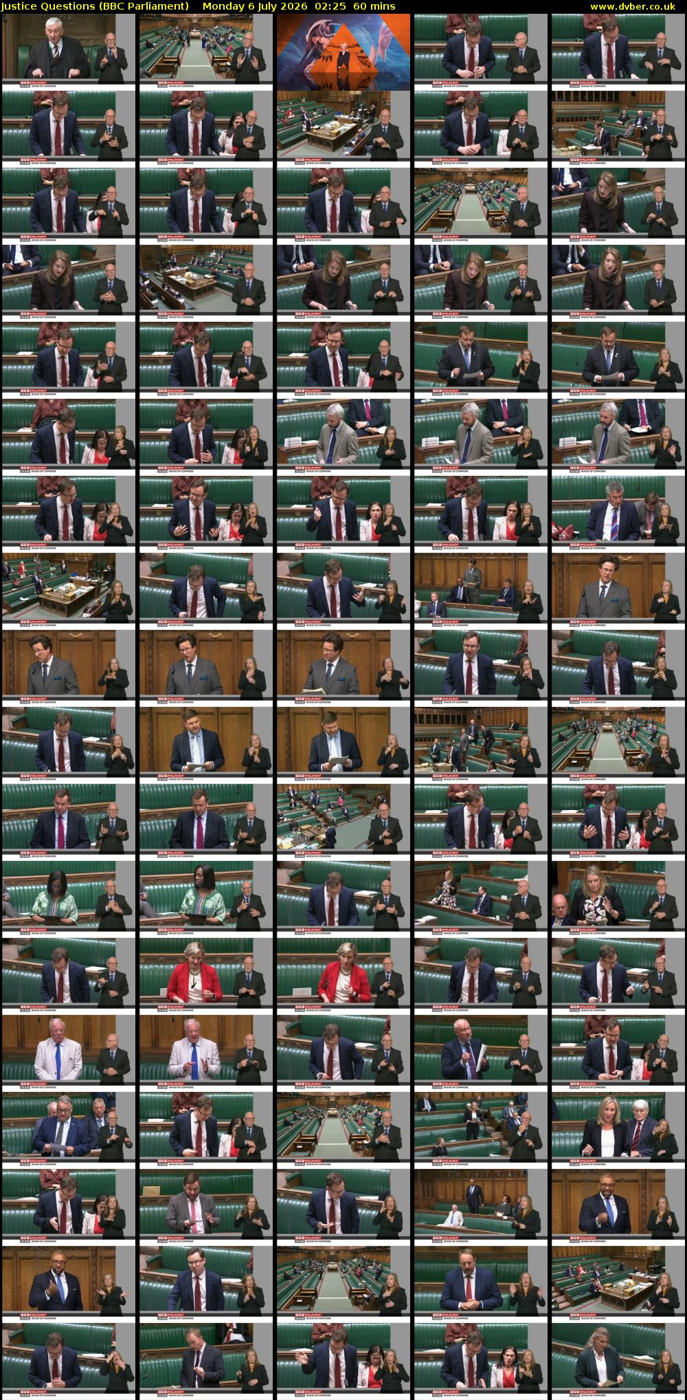 Justice Questions (BBC Parliament) Monday 6 July 2026 02:25 - 03:25