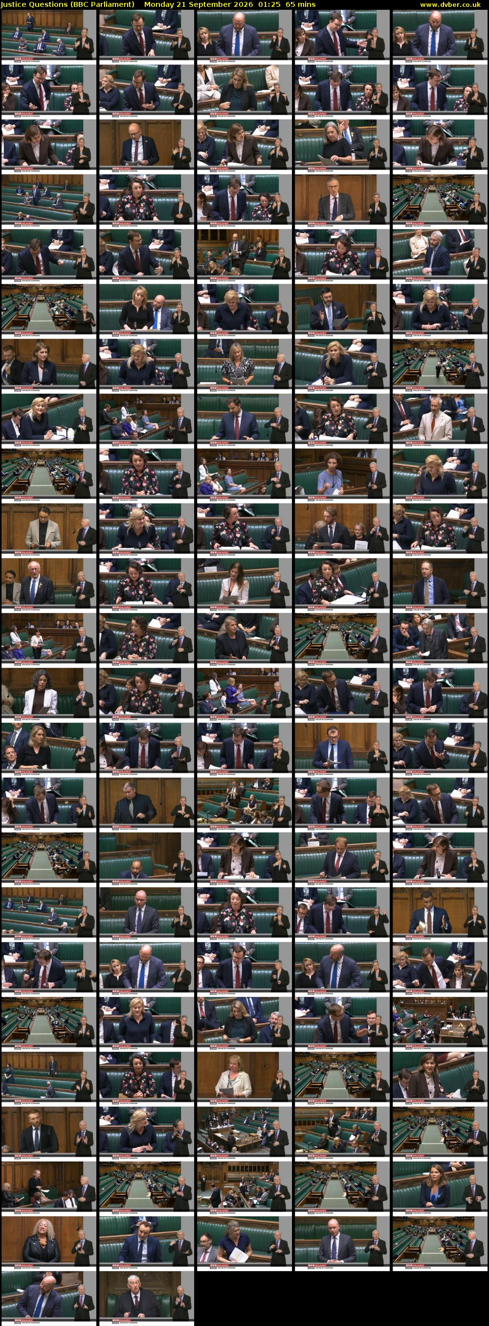 Justice Questions (BBC Parliament) Monday 21 September 2026 01:25 - 02:30