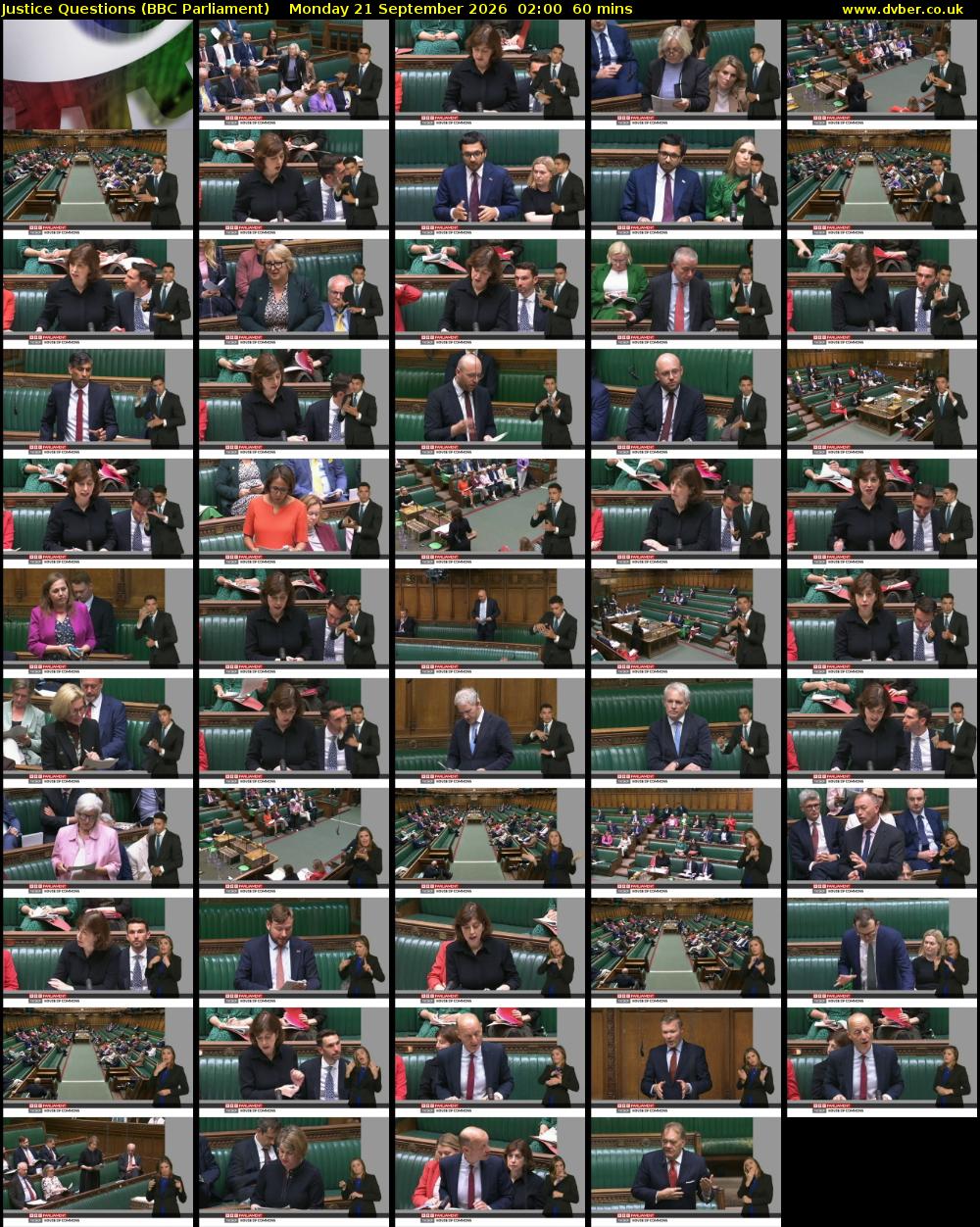 Justice Questions (BBC Parliament) Monday 21 September 2026 02:00 - 03:00