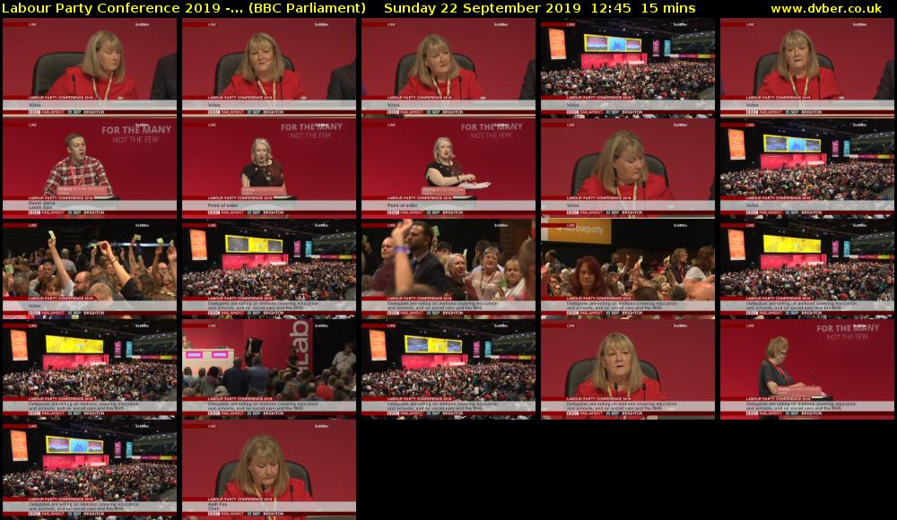 Labour Party Conference 2019 -... (BBC Parliament) Sunday 22 September 2019 12:45 - 13:00