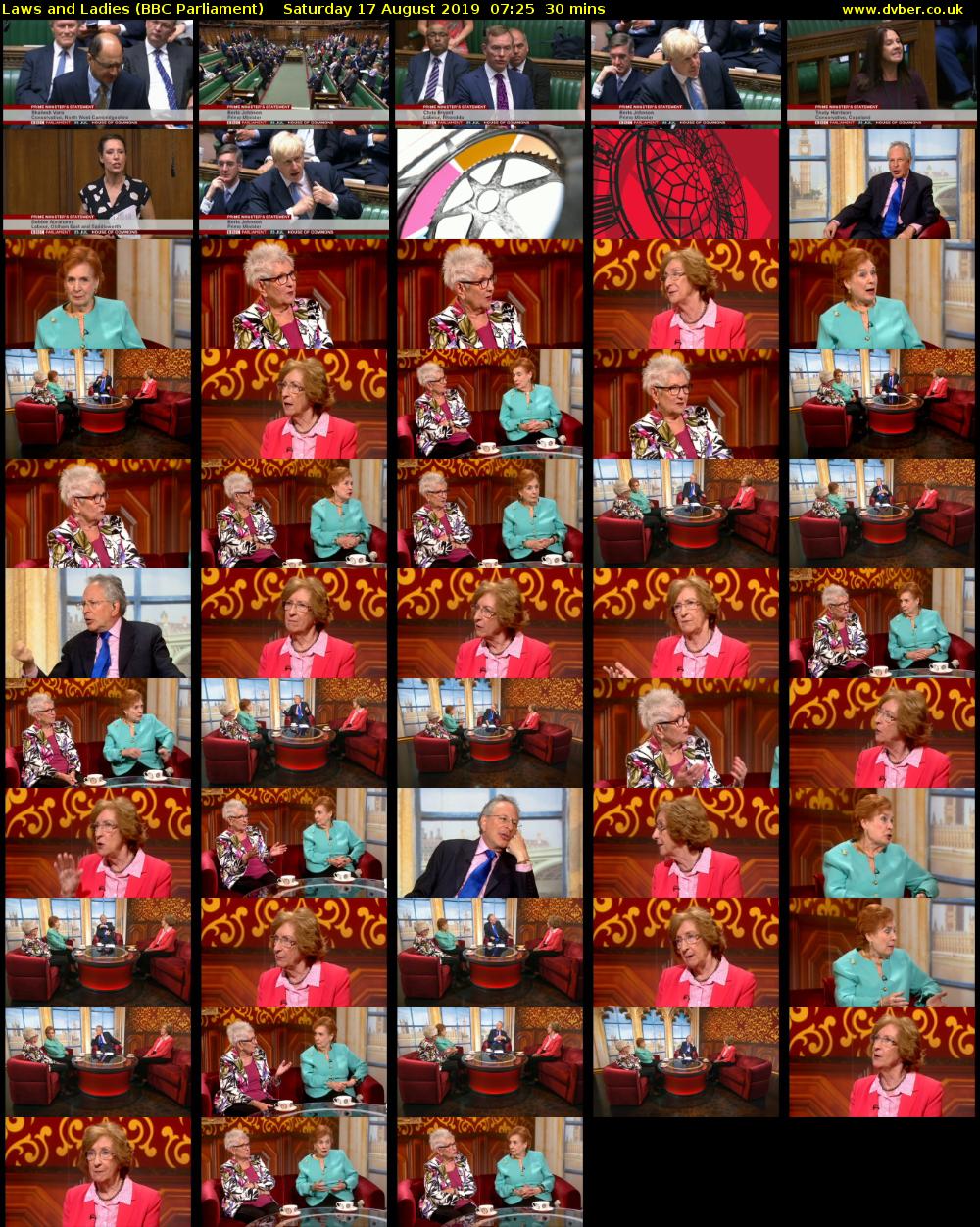 Laws and Ladies (BBC Parliament) Saturday 17 August 2019 07:25 - 07:55