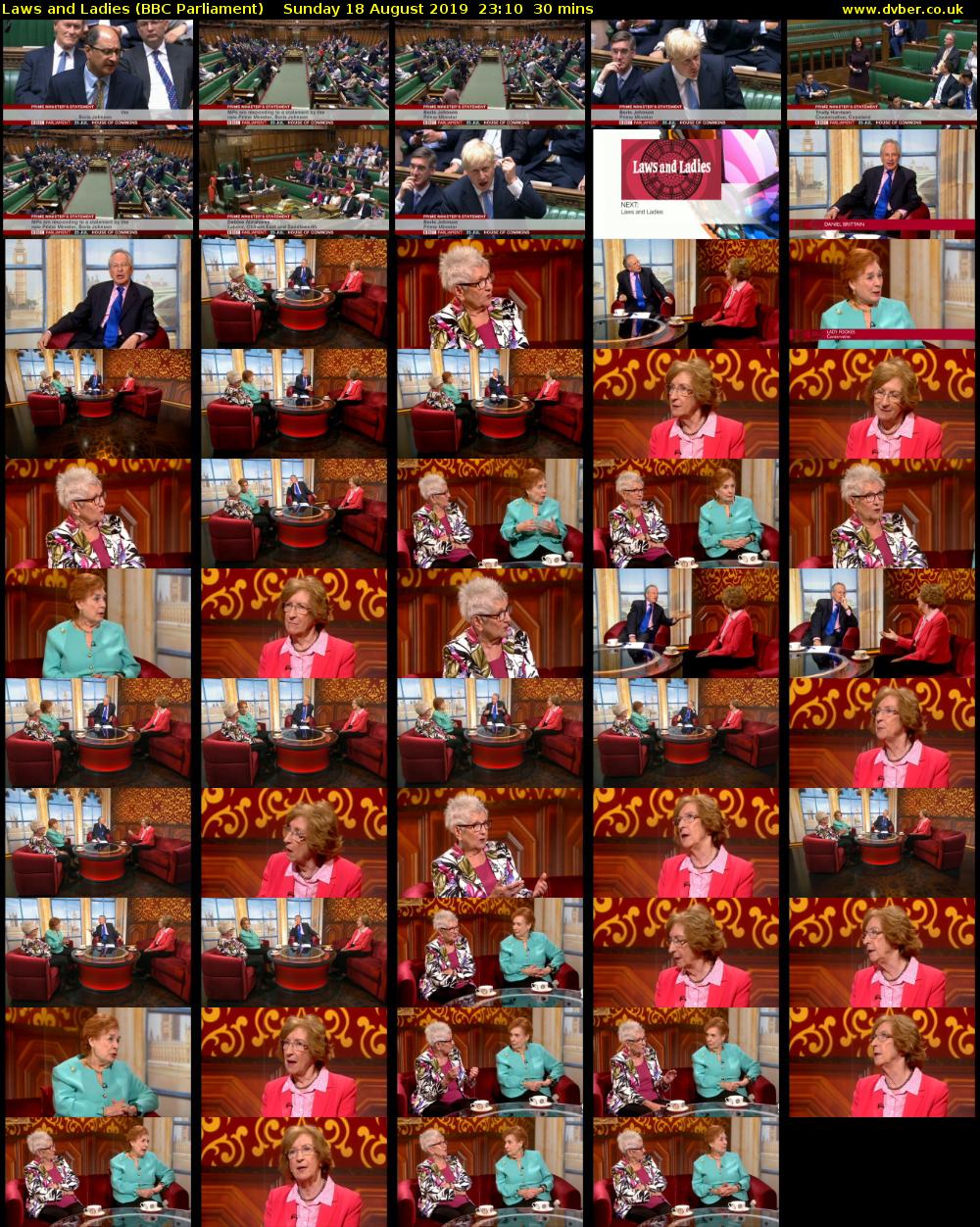 Laws and Ladies (BBC Parliament) Sunday 18 August 2019 23:10 - 23:40