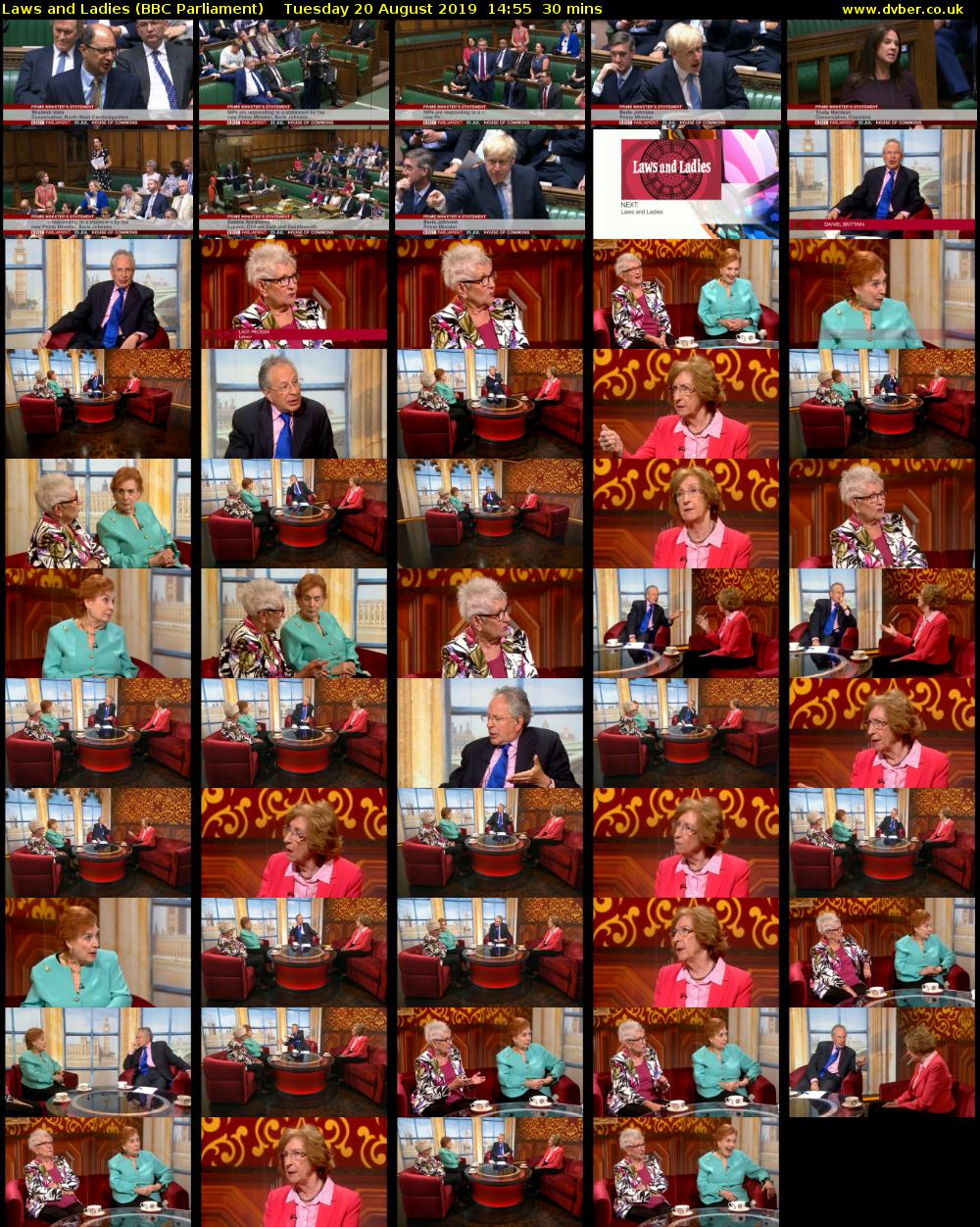 Laws and Ladies (BBC Parliament) Tuesday 20 August 2019 14:55 - 15:25
