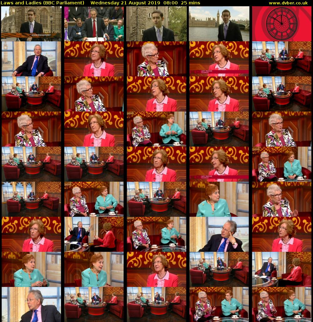 Laws and Ladies (BBC Parliament) Wednesday 21 August 2019 08:00 - 08:25