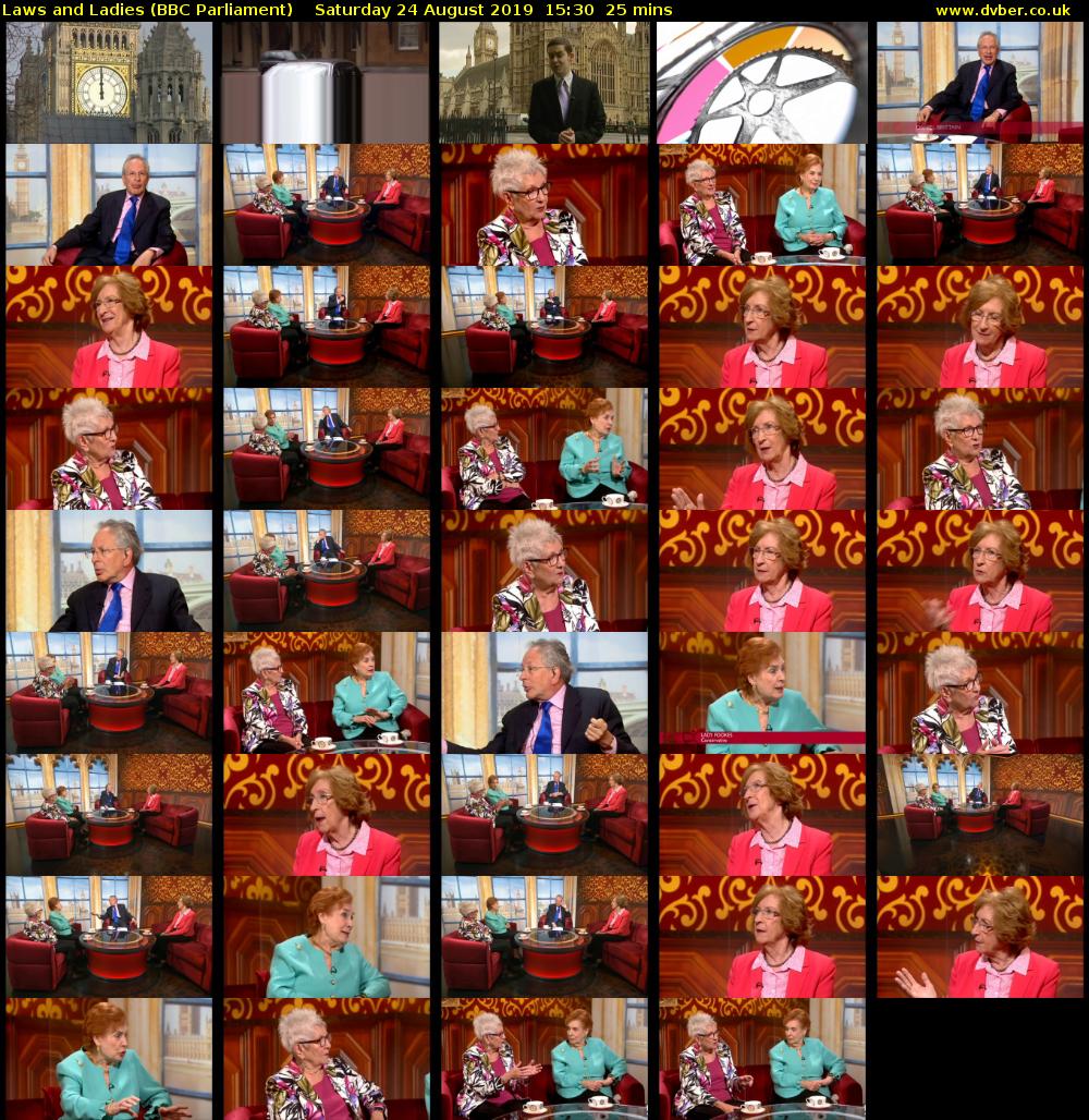 Laws and Ladies (BBC Parliament) Saturday 24 August 2019 15:30 - 15:55