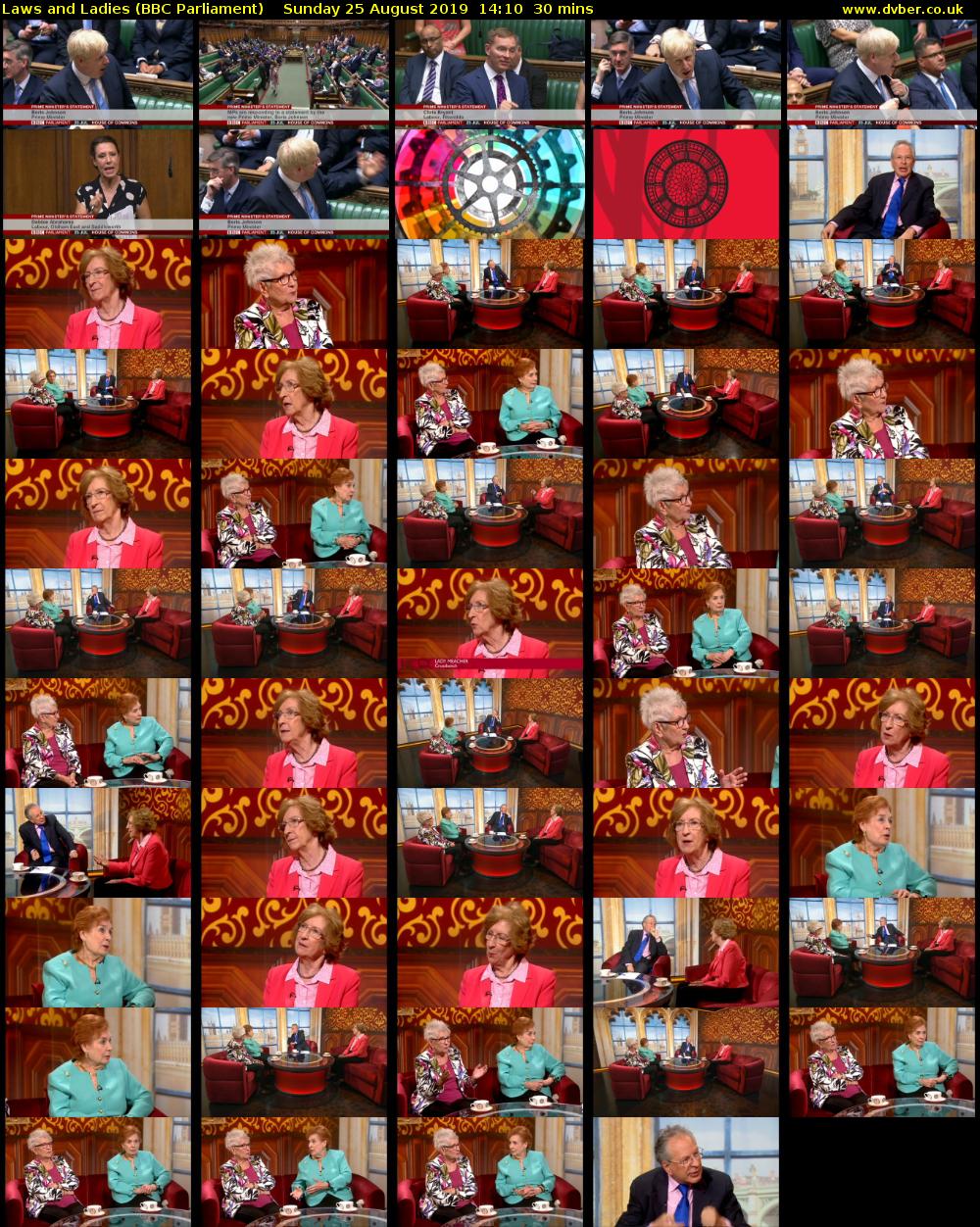Laws and Ladies (BBC Parliament) Sunday 25 August 2019 14:10 - 14:40