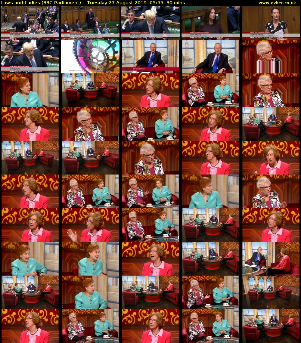 Laws and Ladies (BBC Parliament) Tuesday 27 August 2019 05:55 - 06:25