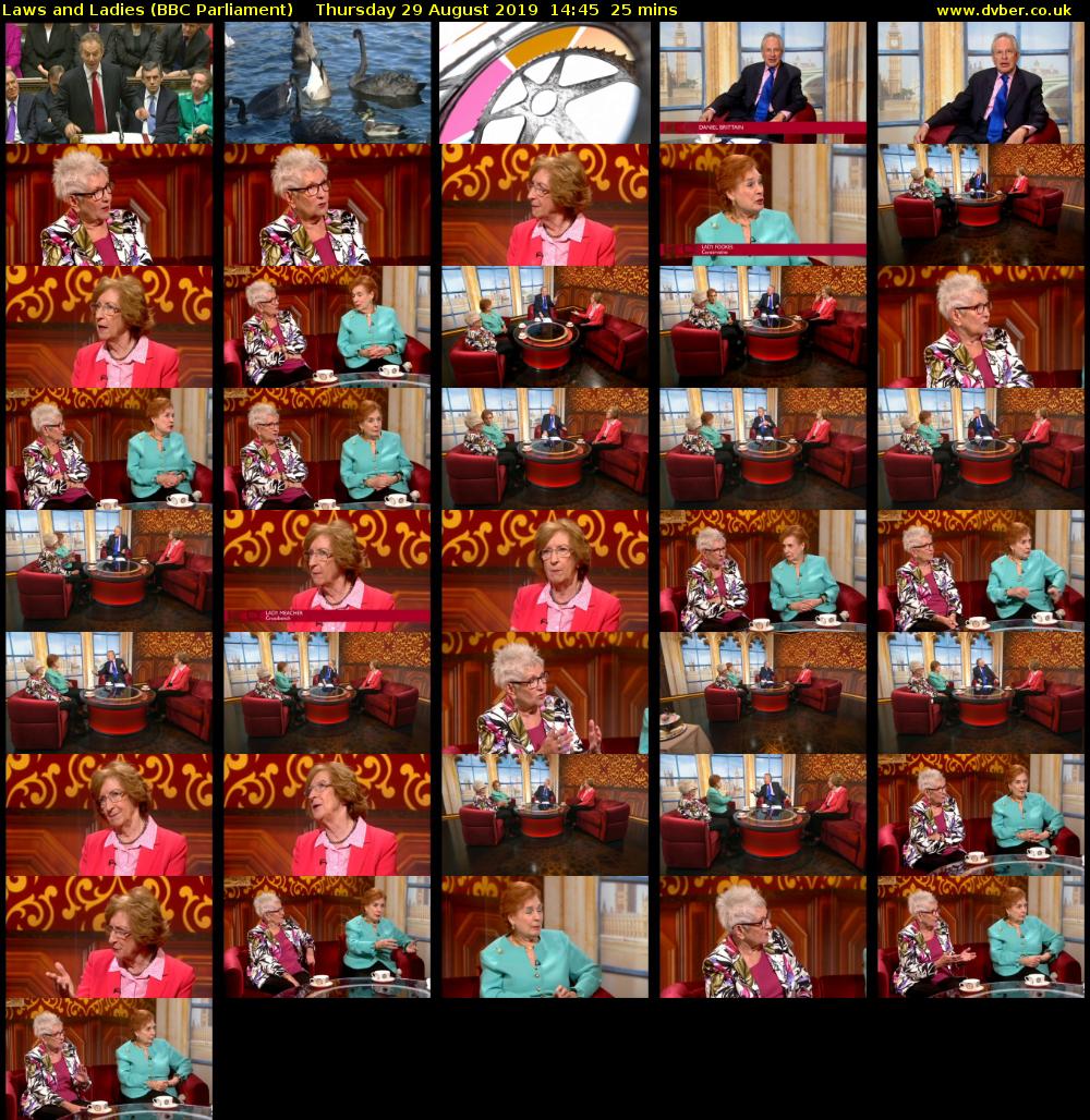 Laws and Ladies (BBC Parliament) Thursday 29 August 2019 14:45 - 15:10