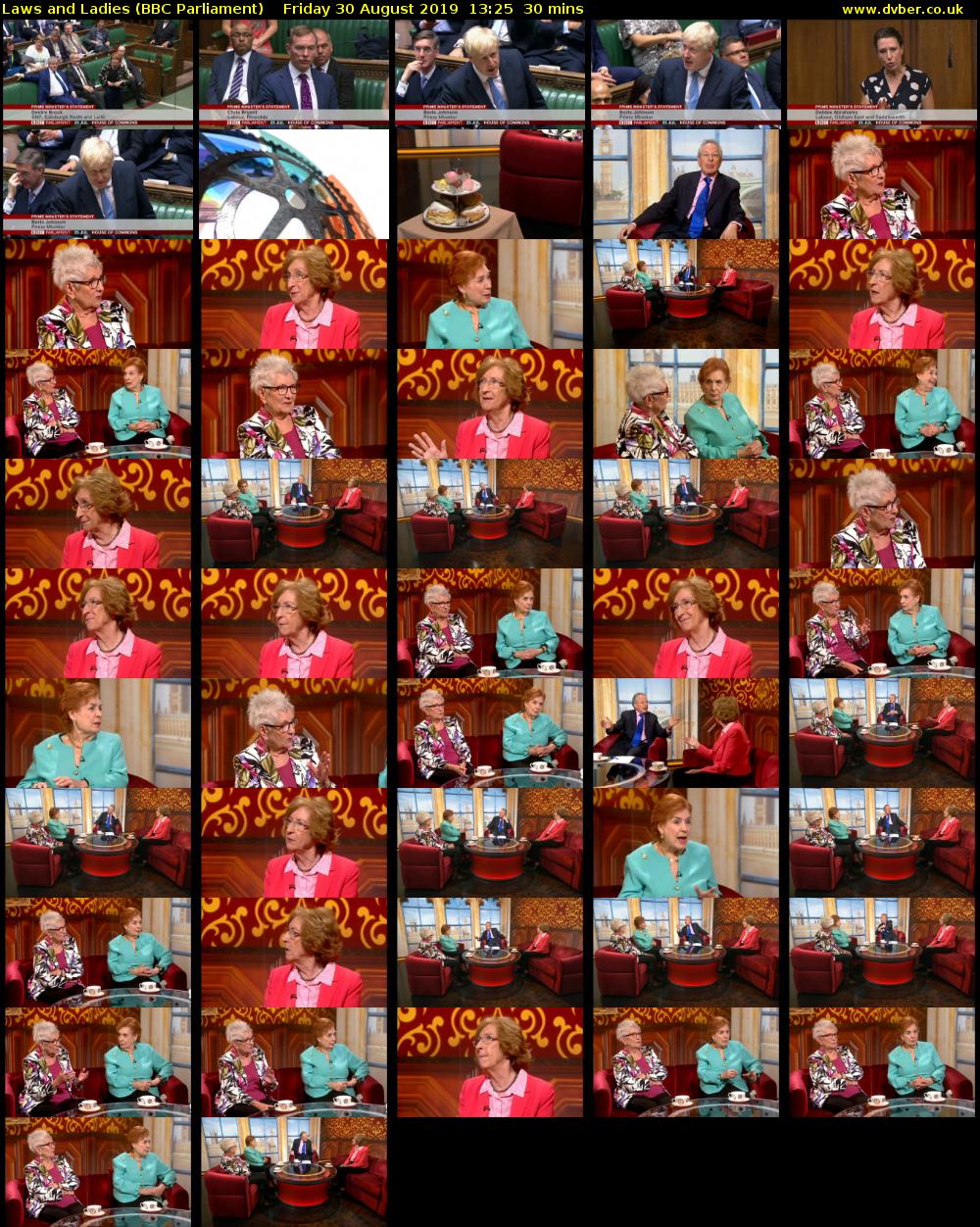 Laws and Ladies (BBC Parliament) Friday 30 August 2019 13:25 - 13:55