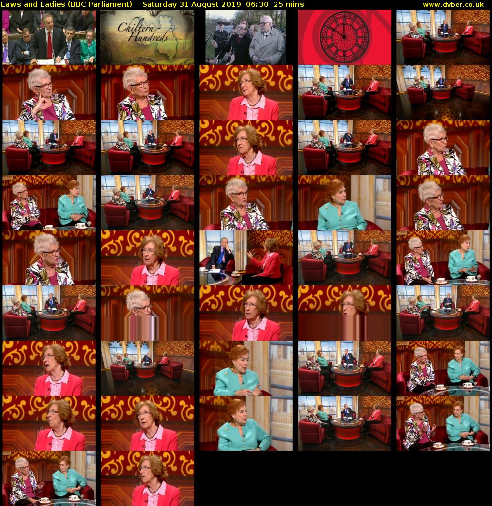 Laws and Ladies (BBC Parliament) Saturday 31 August 2019 06:30 - 06:55