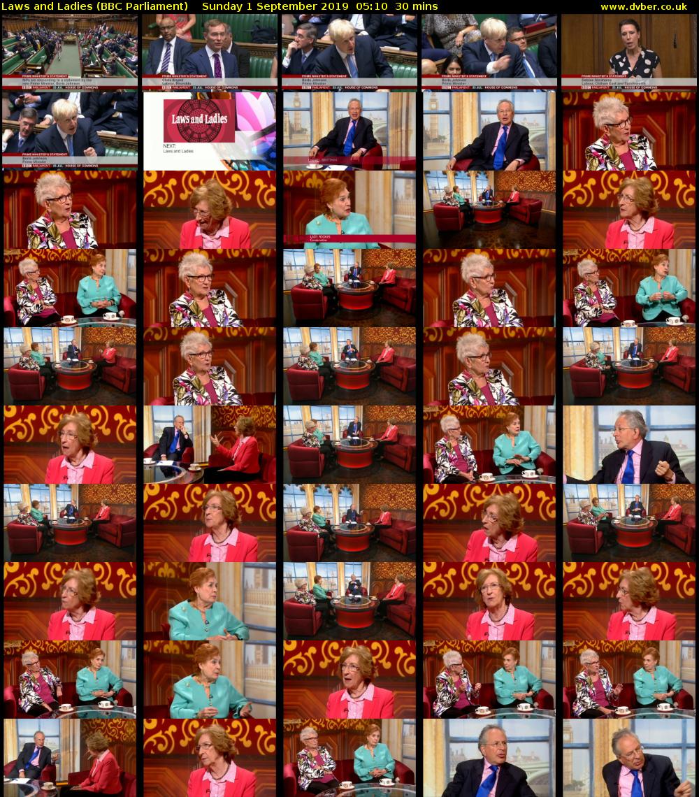 Laws and Ladies (BBC Parliament) Sunday 1 September 2019 05:10 - 05:40