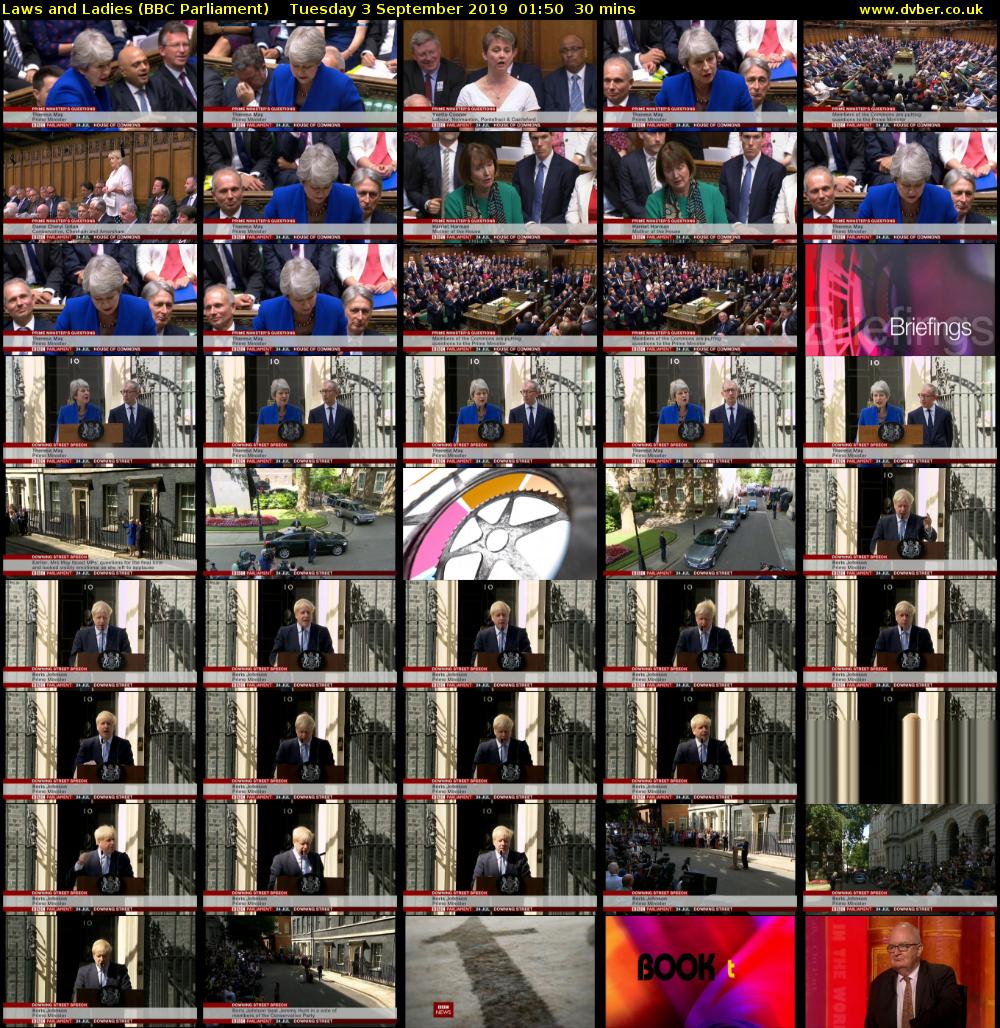 Laws and Ladies (BBC Parliament) Tuesday 3 September 2019 01:50 - 02:20