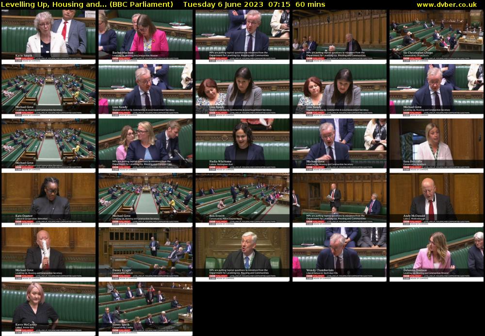 Levelling Up, Housing and... (BBC Parliament) Tuesday 6 June 2023 07:15 - 08:15