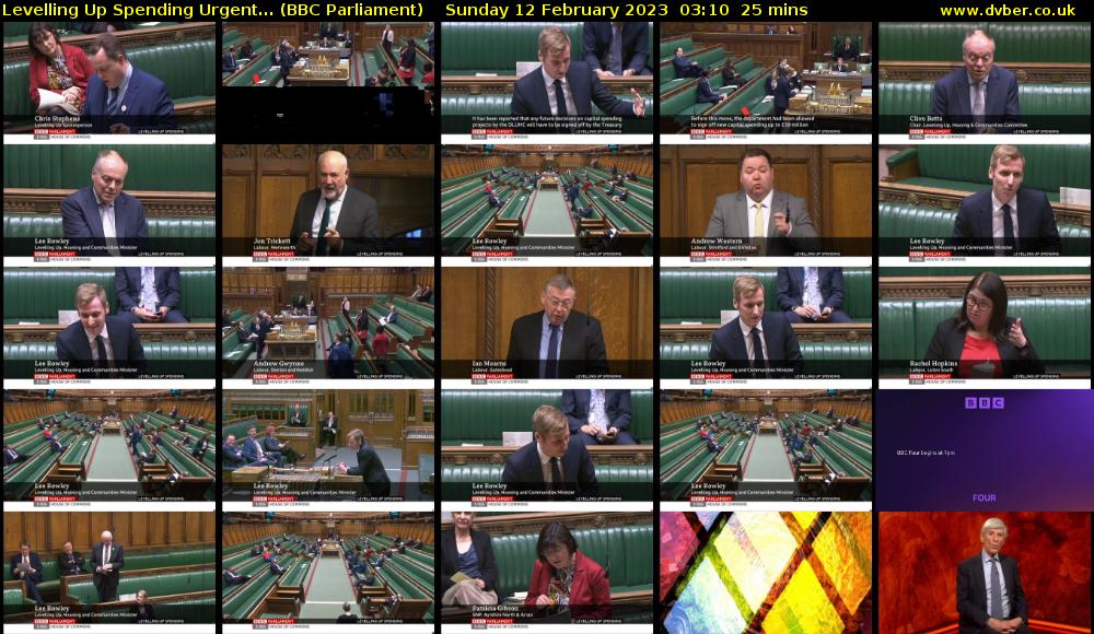 Levelling Up Spending Urgent... (BBC Parliament) Sunday 12 February 2023 03:10 - 03:35